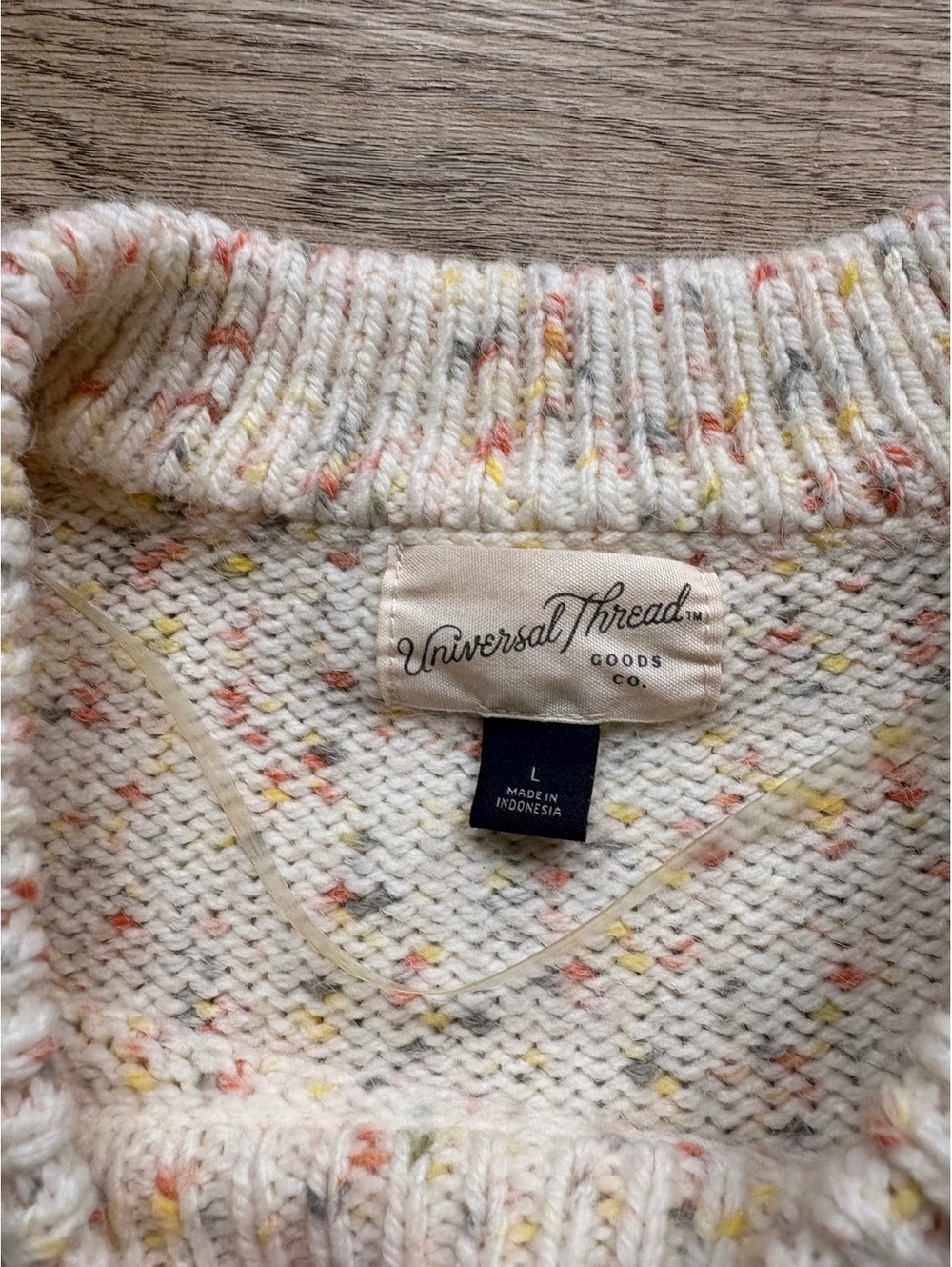 Women's Large Speckled Knit Sweater with Ruffle Shoulder Detail - Picture 2 of 6